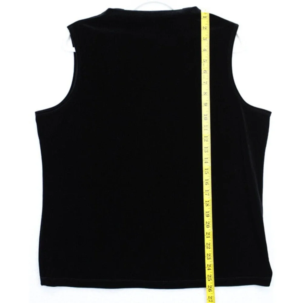 Mirasol Black Velvet Sleeveless Top Women XL Pullover Mock‎ Neck Tank Minimalist